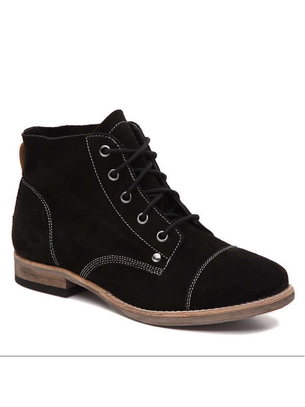 Diba Black Eli Suede Leather Lace-Up Ankle Boots Booties Women's Size 9.5